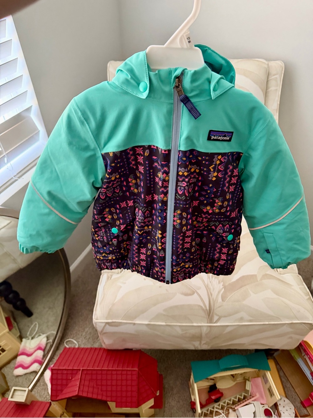 Patagonia Kids Mint & Patterned Hooded Puffer Jacket 3-4 Years